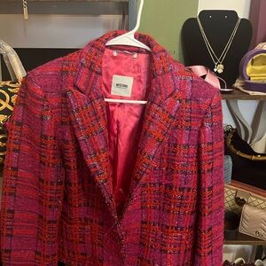 Moschino Pink and Red Tweed Blazer